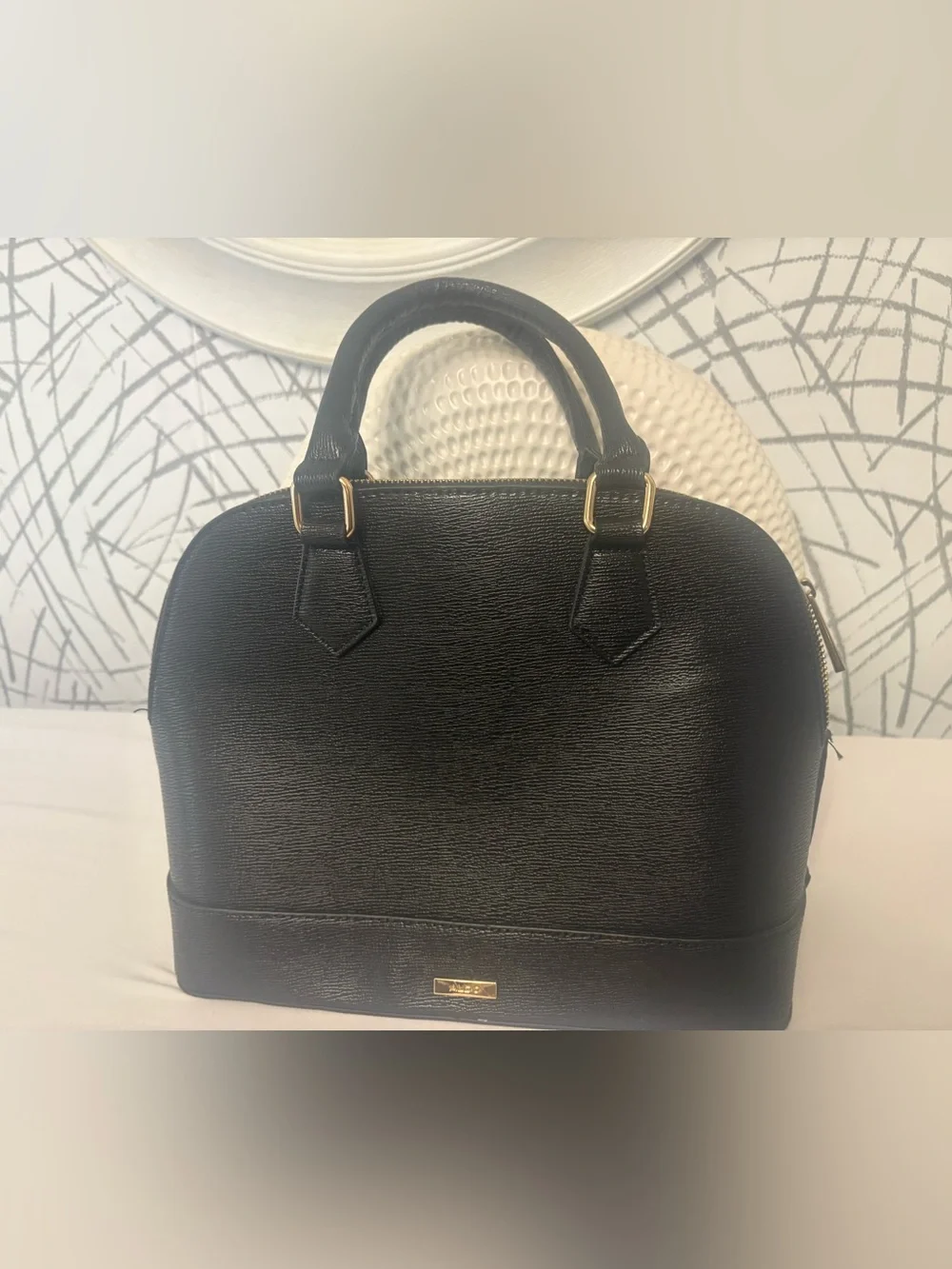 Aldo Black Satchel with Gold Lock Hardware